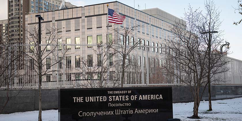 US EMbassy in Kiev Ukraine AP Photo Andrew Kravchenko