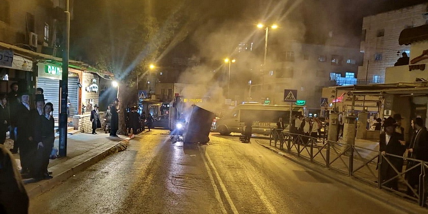 Беспорядки ультраортодоксов в Иерусалиме: на машину полиции сбросили бетонный блок